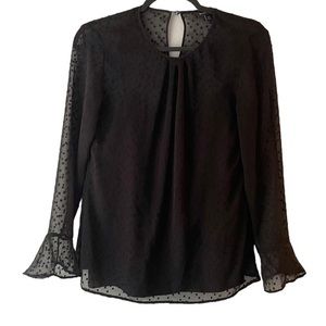 Banana Republic Black Shear Swiss Dot Blouse Sz XS